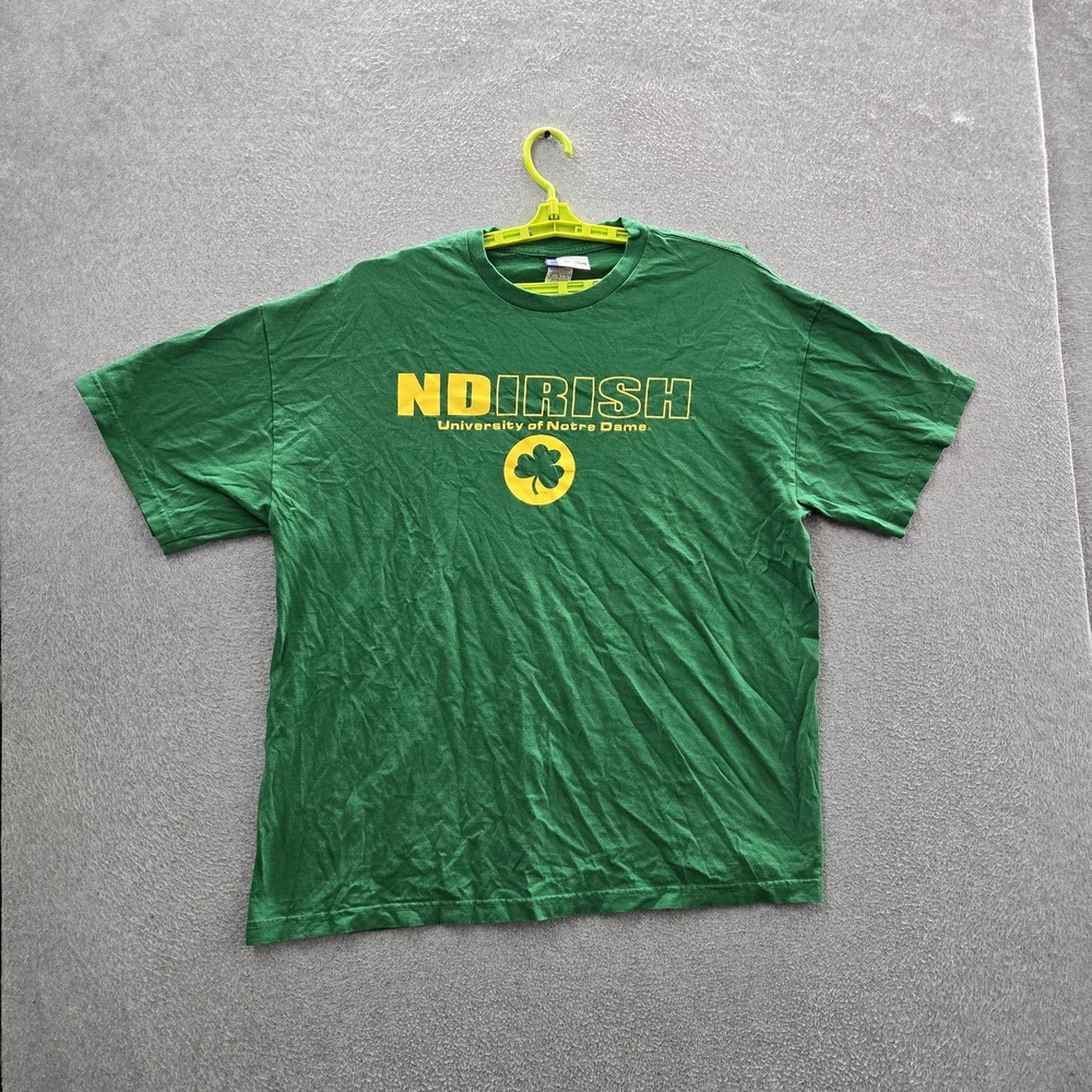 VINTAGE Notre Dame Fighting Irish Men Shirt XL Green Champs Sports 90s